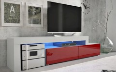 Επιπλο TV MILANO 148-280 Λευκό-Μπορντό
