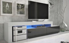 Επιπλο TV MILANO 148-280 Λευκό - Μαύρο  Επιπλο TV MILANO 148-280 Λευκό - Μαύρο