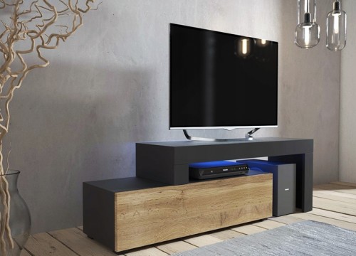 Σύνθετο σαλονιού MILANO 160-200 Μαύρο - χρώμα δρυός WOTAN