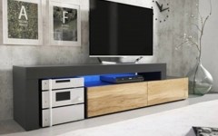 Επιπλο TV MILANO 148-280 Μαύρο - χρώμα δρυός WOTAN Επιπλο TV MILANO 148-280 Μαύρο - χρώμα δρυός WOTAN
