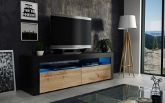 Επιπλο τηλεόρασης MILANO 157 Μαύρο ματ - χρώμα δρυός Wotan Επιπλο τηλεόρασης MILANO 157 Μαύρο ματ - χρώμα δρυός Wotan