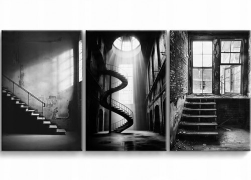 Σετ 3 Πίνακες σε καμβά"Σκάλες LOFT"120x60