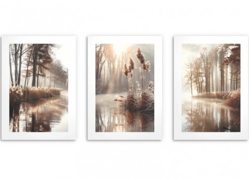 Σετ 3 Αφισών "Γρασίδι ,Λίμνη - στυλ BOHO"3X21X30