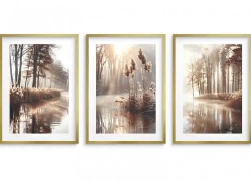 Σετ 3 Αφισών "Γρασίδι ,Λίμνη - στυλ BOHO"3X21X30
