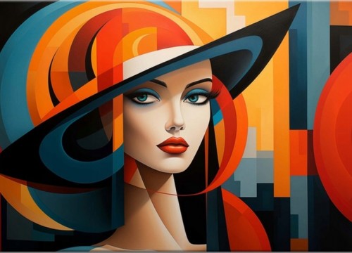 Πίνακας σε καμβά "Γυναικείο Πορτρετο - Art Deco"90X60