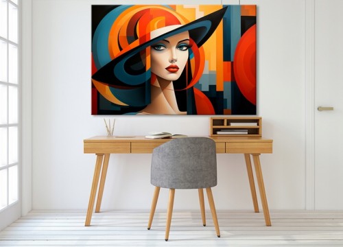 Πίνακας σε καμβά "Γυναικείο Πορτρετο - Art Deco"90X60