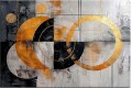 Πίνακας σε καμβά "Αφηρημένη Ζωγραφική - Χρυσοί Κύκλοι "90Χ60