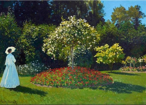 Πίνακας σε καμβά"Αναπαραγωγή Claude Monet -Η κυρία στον Κήπο"90Χ60
