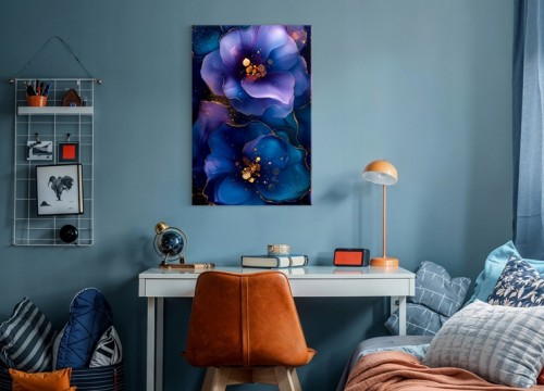 Πίνακας σε καμβά " Λουλούδια Μωβ Glamour "60X90