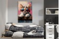 Πίνακας σε καμβά " Γάτα με Γυαλι΄ά - Στυλ Pop Art " 60X90