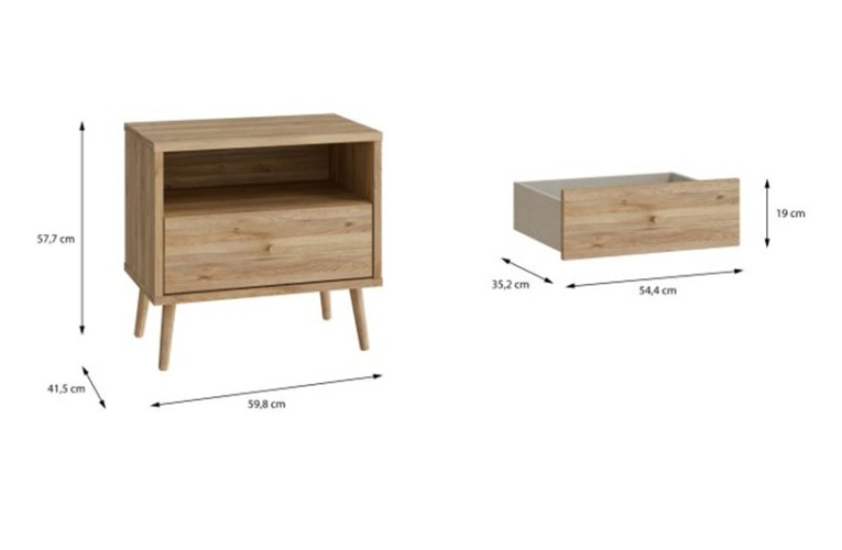 Κομοδίνο HARLSSON 60cm χρώμα δρυός Mauvella