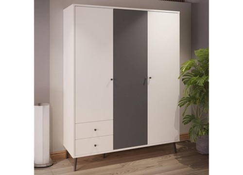 Ντουλάπα HARLSSON 154cm χρώμα Λευκό - Γκρι