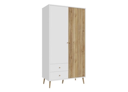 Ντουλάπα HARLSSON 105cm χρώμα Λευκό - δρυός Mauvella