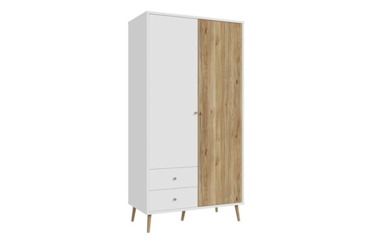 Ντουλάπα HARLSSON 105cm χρώμα Λευκό - δρυός Mauvella