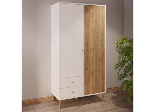 Ντουλάπα HARLSSON 105cm χρώμα Λευκό - δρυός Mauvella
