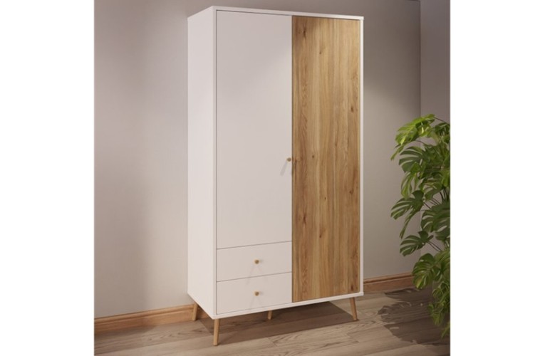 Ντουλάπα HARLSSON 105cm χρώμα Λευκό - δρυός Mauvella