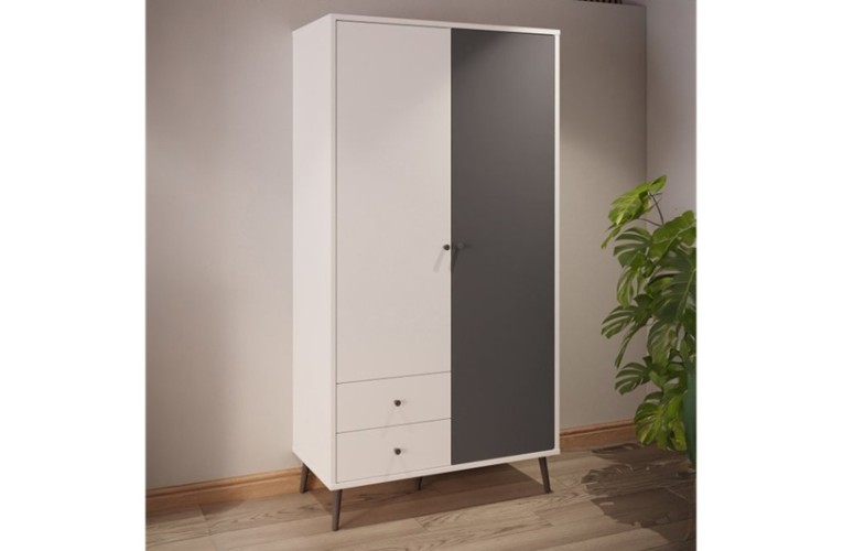 Ντουλάπα HARLSSON 105cm χρώμα Λευκό - Γκρι