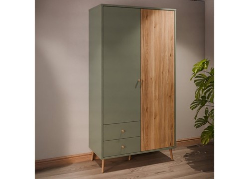 Ντουλάπα HARLSSON 105cm χρώμα Πράσινο - δρυός Mauvella