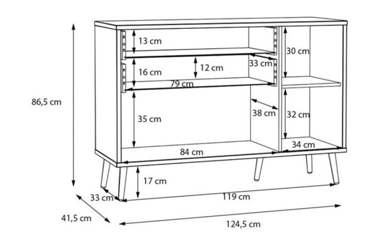 Μικρός μπουφές HARLSSON 125cm χρώμα λευκό-γκρι