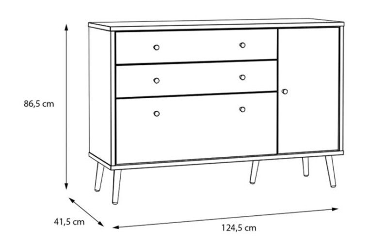 Μικρός μπουφές HARLSSON 125cm χρώμα λευκό-γκρι