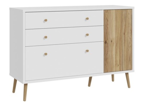 Μικρός μπουφές HARLSSON 125cm χρώμα λευκό-δρυός muvella