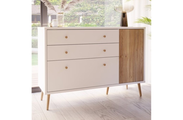 Μικρός μπουφές HARLSSON 125cm χρώμα λευκό-δρυός muvella