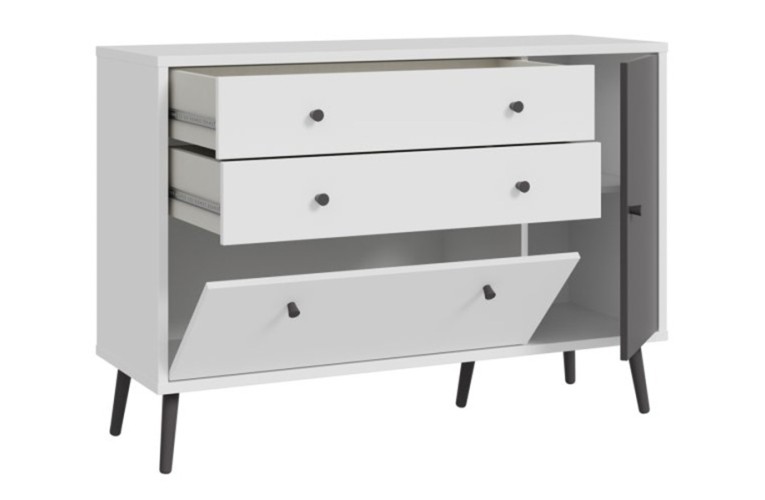 Μικρός μπουφές HARLSSON 125cm χρώμα λευκό-γκρι