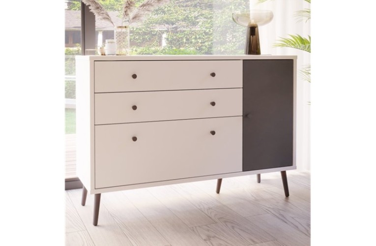 Μικρός μπουφές HARLSSON 125cm χρώμα λευκό-γκρι