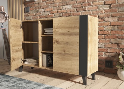 Μπουφές LOFT 2D χρώμα δρυός WOTAN - Μαύρο Μπουφές LOFT 2D χρώμα δρυός WOTAN - Μαύρο