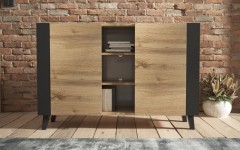 Μπουφές LOFT 2D χρώμα δρυός WOTAN - Μαύρο Μπουφές LOFT 2D χρώμα δρυός WOTAN - Μαύρο