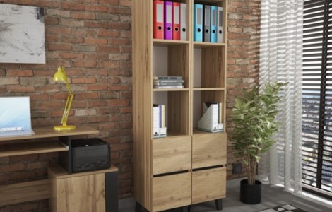 Ραφιέρα LOFT 2 χρώμα δρυός WOTAN- Μαύρο Ραφιέρα LOFT 2 χρώμα δρυός WOTAN- Μαύρο