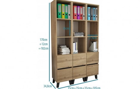 Ραφιέρα LOFT 3 χρώμα δρυός WOTAN - Μαύρο Ραφιέρα LOFT 3 χρώμα δρυός WOTAN - Μαύρο