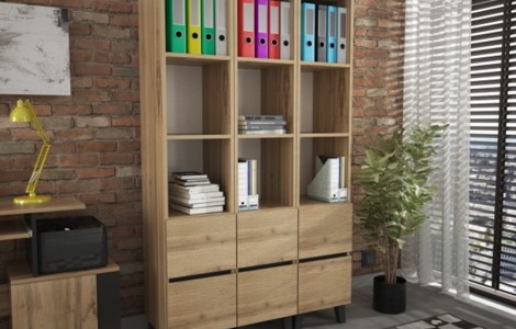 Ραφιέρα LOFT 3 χρώμα δρυός WOTAN - Μαύρο Ραφιέρα LOFT 3 χρώμα δρυός WOTAN - Μαύρο