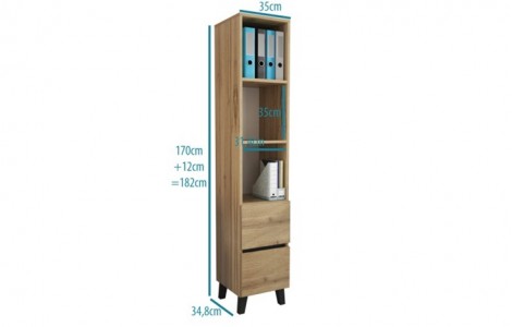 Ραφιέρα LOFT χρώμα δρυός WOTAN-Μαύρο Ραφιέρα LOFT χρώμα δρυός WOTAN-Μαύρο