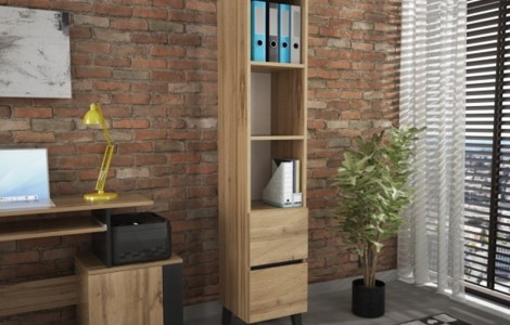 Ραφιέρα LOFT χρώμα δρυός WOTAN-Μαύρο Ραφιέρα LOFT χρώμα δρυός WOTAN-Μαύρο