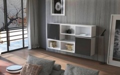 Κρεμαστή σύνθεση ραφιών-ντουλαπιών KWADRO 105  λευκό, μαύρο - Λευκό Κρεμαστή σύνθεση ραφιών-ντουλαπιών KWADRO 105  λευκό, μαύρο - Λευκό