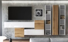 Σύνθετο σαλονιού KWADRO 315/3 Λευκό - χρώμα δρυός WOTAN  Σύνθετο σαλονιού KWADRO 315/3 Λευκό - χρώμα δρυός WOTAN