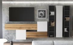 Σύνθετο σαλονιού KWADRO 315/3 χρώμα δρυός WOTAN-Λευκό-Μαύρο Σύνθετο σαλονιού KWADRO 315/3 χρώμα δρυός WOTAN-Λευκό-Μαύρο