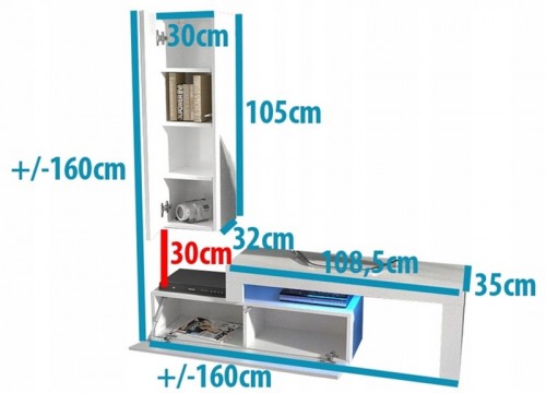 Σύνθετο σαλονιού MILANO 108-200 Μαύρο - WOTAN