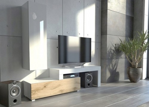 Σύνθετο σαλονιού MILANO 108-200 Λευκό - χρώμα δρυός  WOTAN-Λευκό