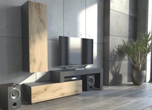 Σύνθετο σαλονιού MILANO 108-200 Μαύρο - χρώμα δρυός WOTAN 2