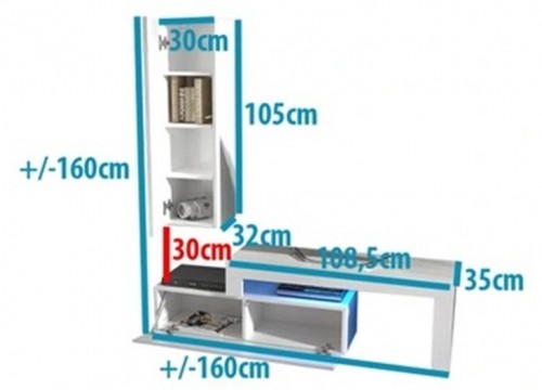 Σύνθετο σαλονιού MILANO 108-200 Μαύρο - χρώμα δρυός WOTAN 2