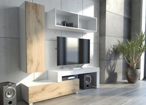 Σύνθετο σαλονιού ΜΙΛΑΝΟ 140-200 λευκό, wotan - λευκό, wotan - Λευκό