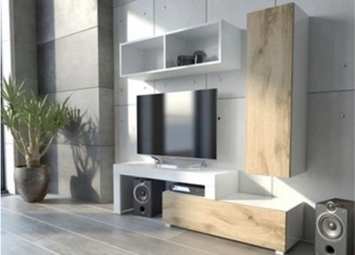 Σύνθετο σαλονιού ΜΙΛΑΝΟ 140-200 λευκό, wotan - λευκό, wotan - Λευκό