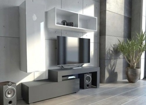 Σύνθετο σαλονιού MILANO 140-200 Μαύρο - Λευκό 2