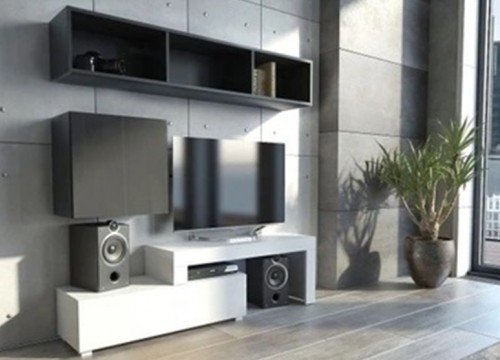 Σύνθετο σαλονιού MILANO 160-200 Λευκό - Μαύρο 2