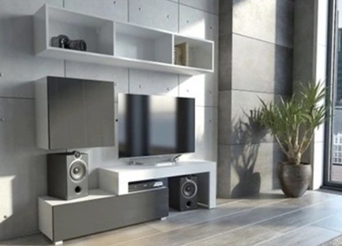 Σύνθετο σαλονιού MILANO 160-200 Λευκό - Μαύρο