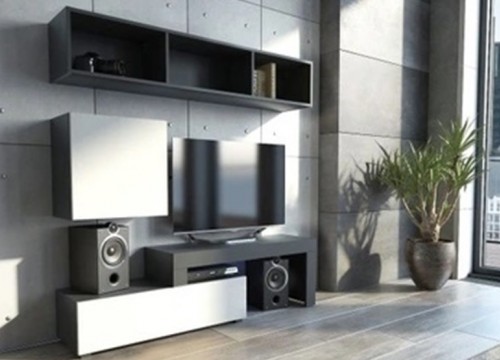 Σύνθετο σαλονιού MILANO 160-200 Μαύρο - Λευκό