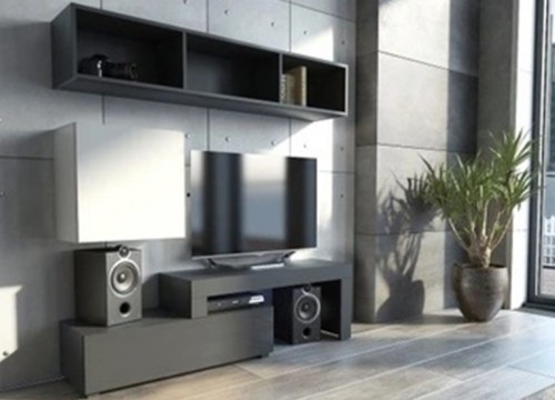 Σύνθετο σαλονιού MILANO 160-200 Μαύρο-Λευκό-Μαύρο