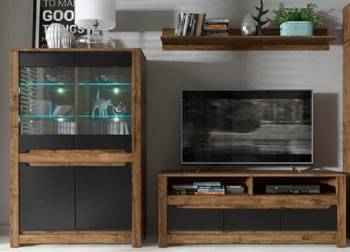 Σύνθετο σαλονιού RUSO 1 χρώμα δρυός-μαύρο